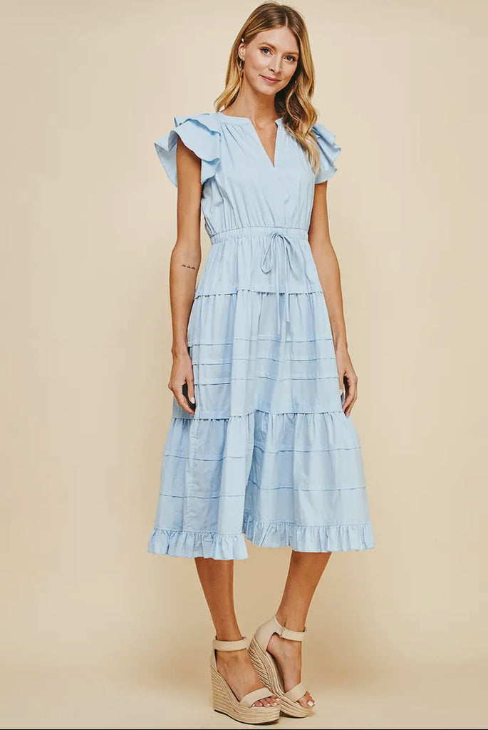 Baby Blue  Tiered Maxi Dress