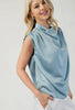 Blue Drape Neck Top