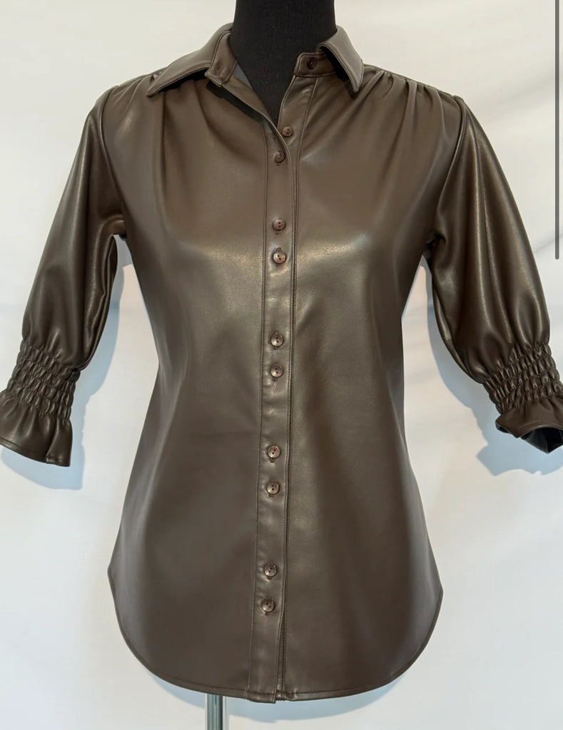 Chocolate leather blouse