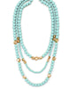 Mint gold wood bead layered necklace