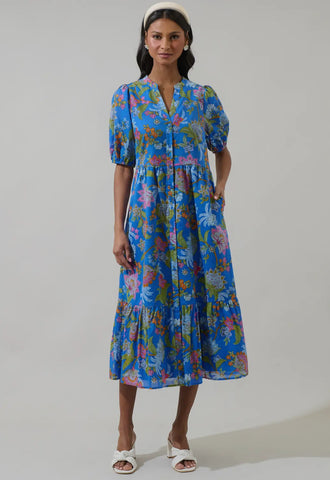 Blue Drape Neck Top