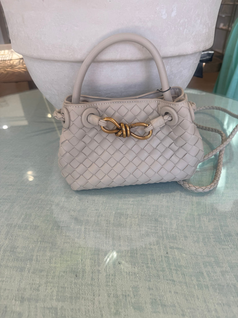 Khaki woven small crossbody