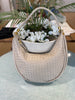 Beige Large woven shoulder bag