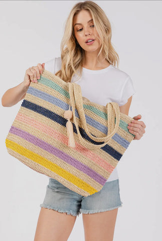 Multi Stripe Beach Bag