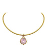 Rose Sqaure Stone Pendant Wire Choker