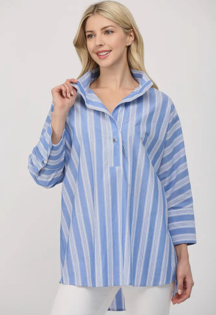 Blue Stripe Poplin Blouse