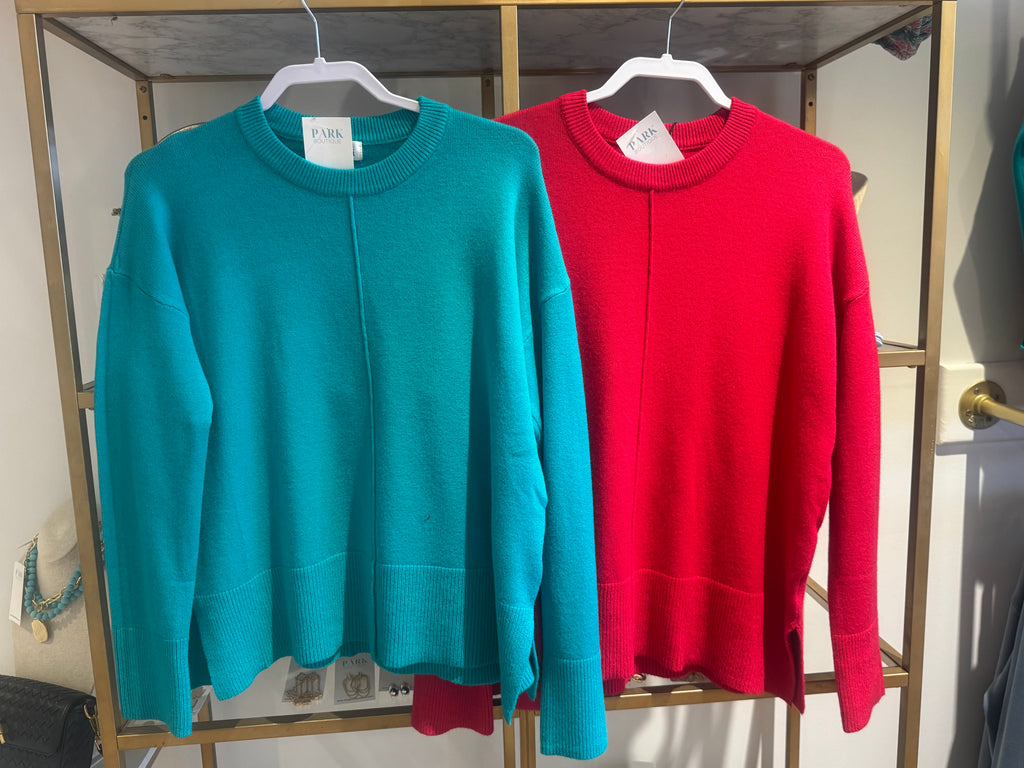 Teal Split hem Sweater