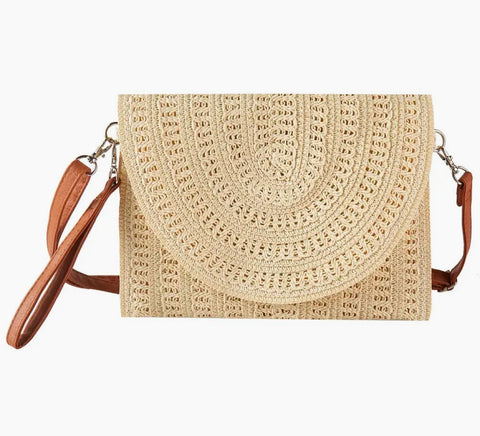 Woven Straw Clutch/Crossbody/wristlet