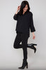 Black Collard Button Blouse
