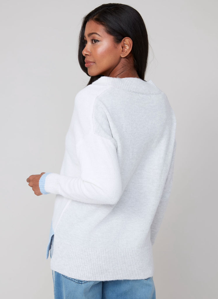 Heather Blue Block Sweater