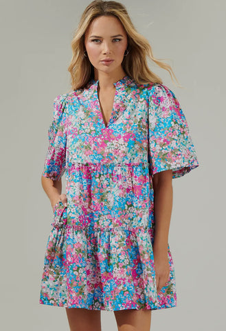 Blue Drape Neck Top