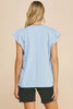 Blue Cap Sleeve V neck Top