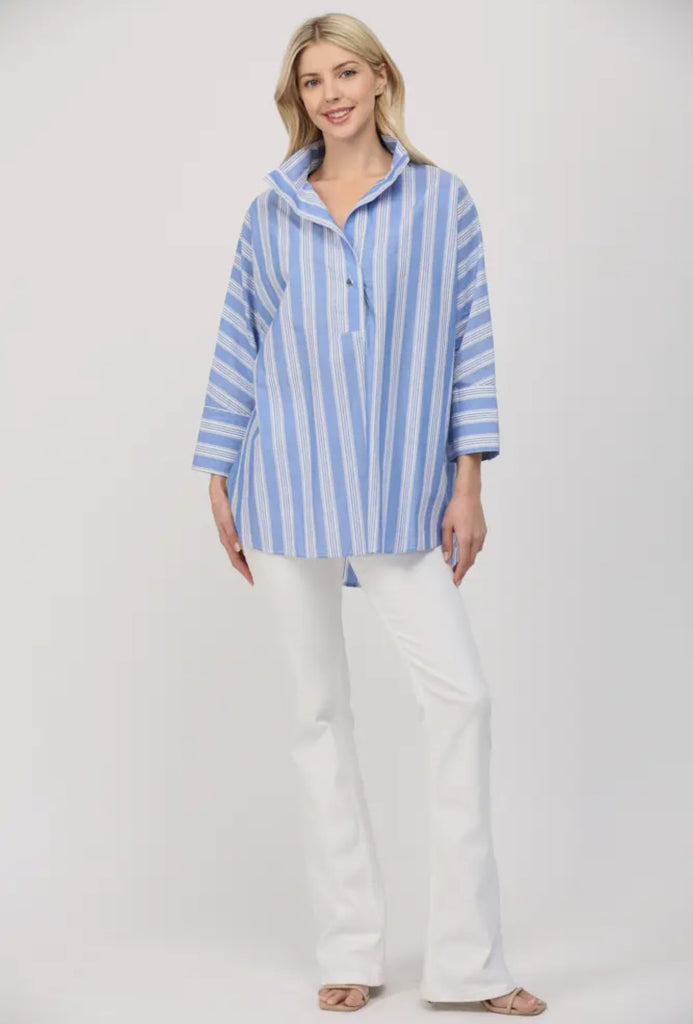 Blue Stripe Poplin Blouse