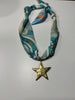Teal/orange Star scarf necklace