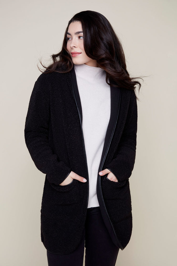 Black Sherpa Open Coat