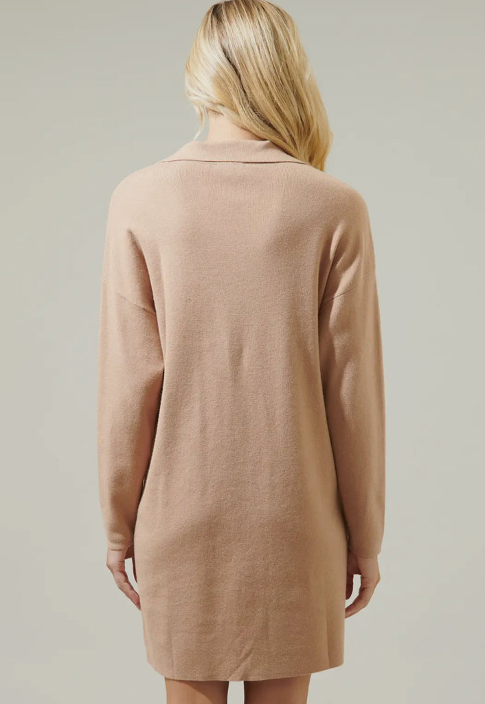 Camel collard sweater dress