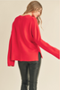 Red Split Hem Sweater