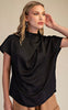 Black mock cross neck blouse