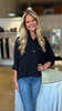 Black Collard Button Blouse