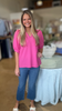 Pink Ruffle Collard Blouse