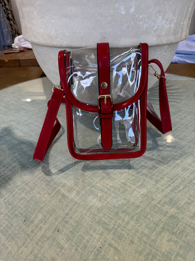 Red small clear crossbody