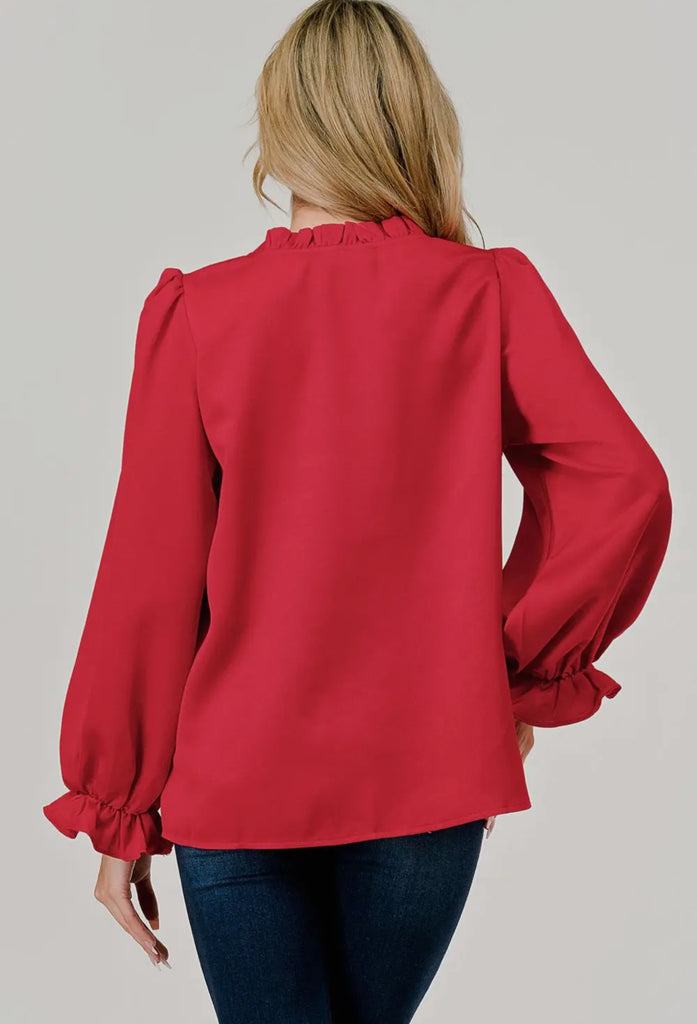 Red Ruffle Blouse