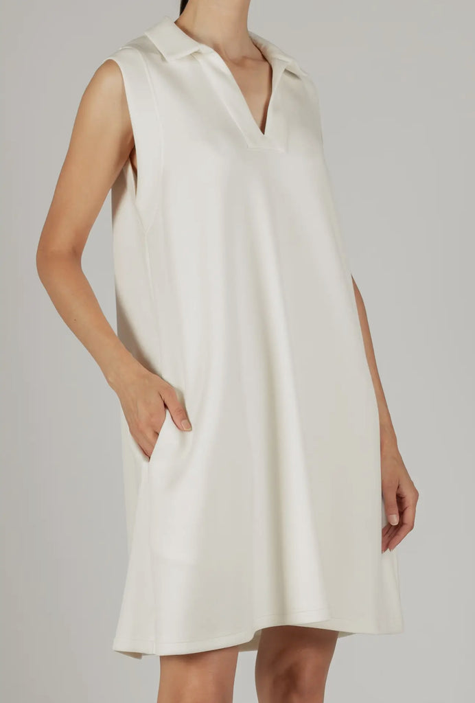 Cream Modal Collard Dress