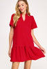 Red Ruffle Hem Dress
