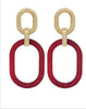 Red oval drop earrings