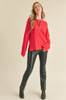 Red Split Hem Sweater