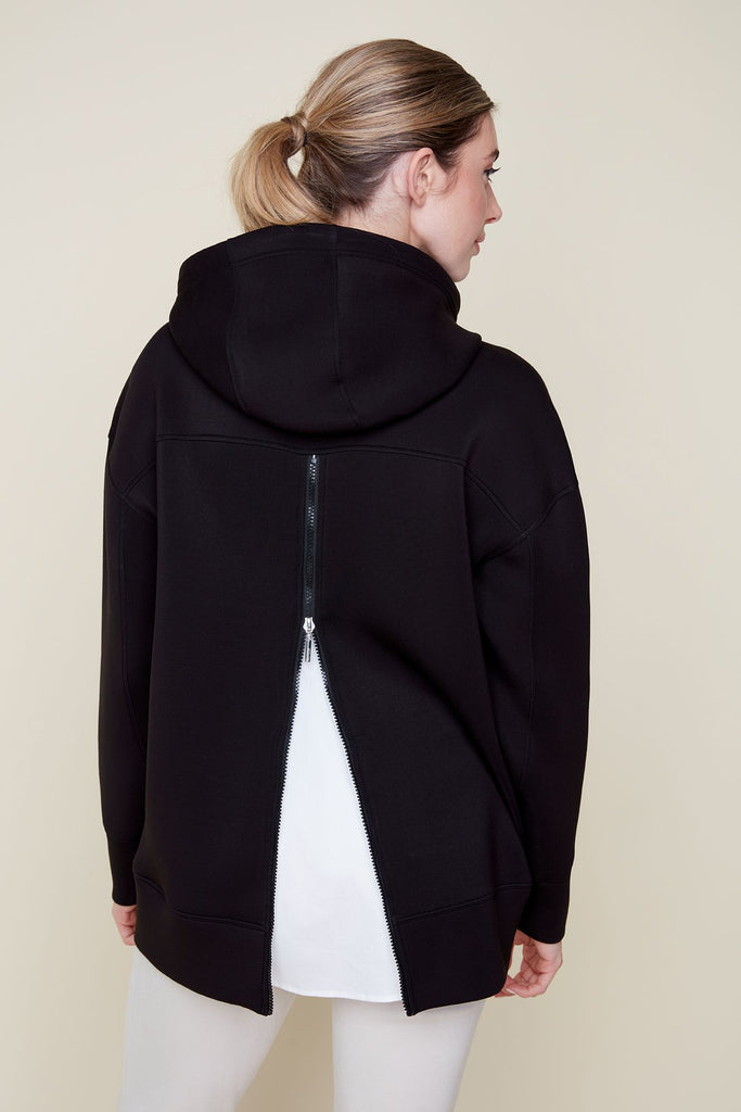 Black knit hooded jacket