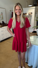 Red Ruffle Hem Dress