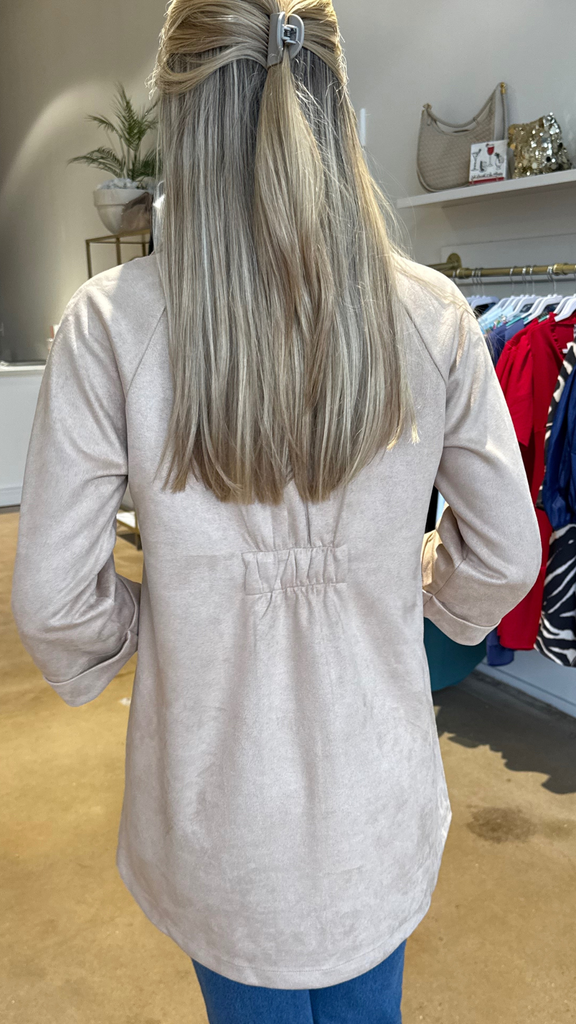 Tan Suede Button Down Top/Jacket