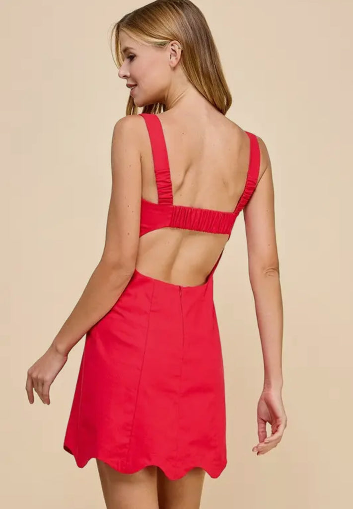 Red Scoop Open Back Dress