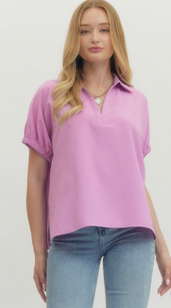 Lavender collard blouse