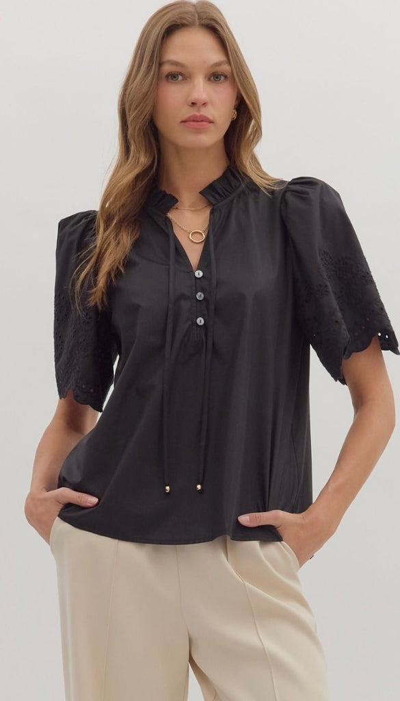 Black Eyelet blouse