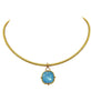 Aqua Sqaure Stone Pendant Wire Choker