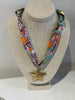 Pink multi star charm scarf necklace