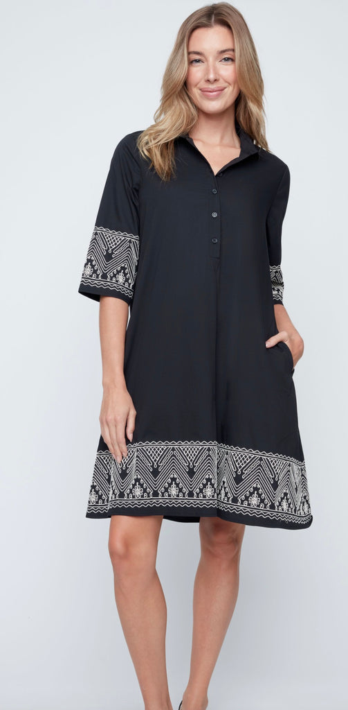 Black Embroidered Detail Dress