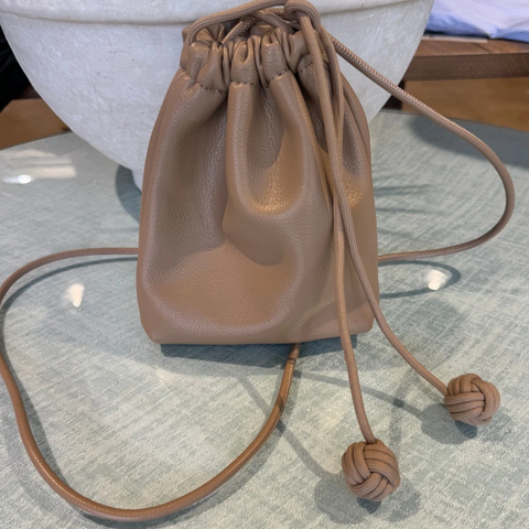 Taupe small bucket purse