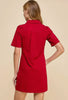 Crimson Collared Zip dress