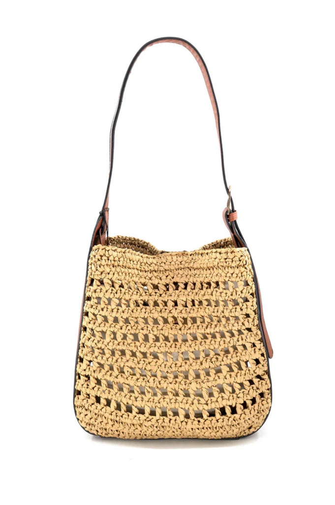 Straw woven bucket bag