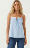 Blue tie ruffle top