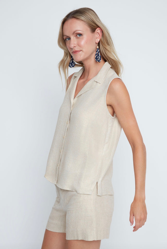 Gold Metallic sleeveless blouse