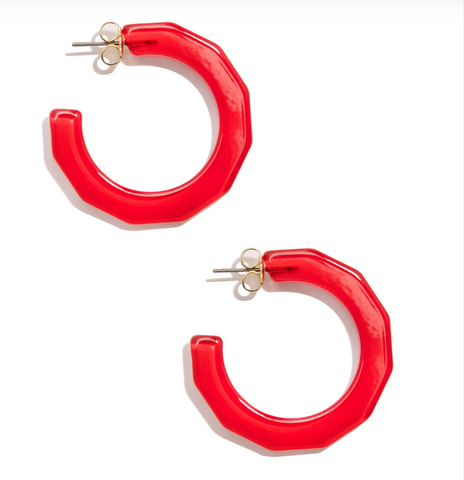 Red Textured Square Earrings