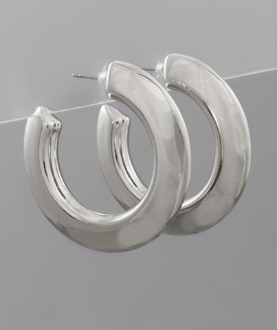 Small Silver Double Chunky Hoops