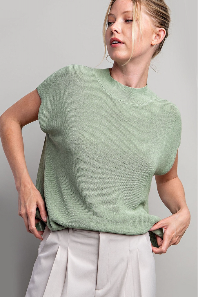 Sage Cap Sleeve Sweater Top