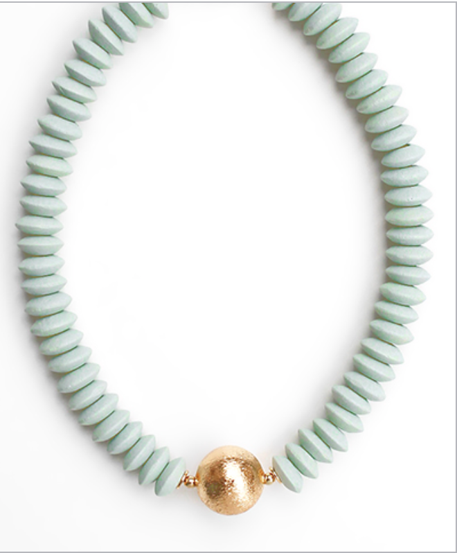 Mint wood ball necklace
