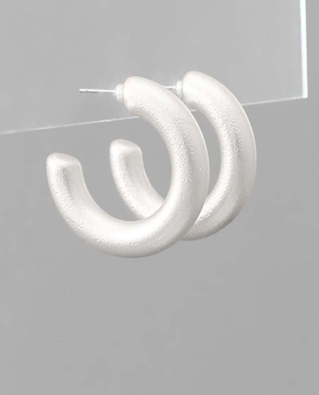 Silver small thick hoops