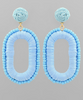 Blue Raffia Oval Earrings